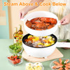 Electric Hot Pot Non-Stick Frying Pan Portable Rapid Noodles Cooker with Long Handle Steamer Spatula Dual Power Control Overheat Dry-Boil Protection for College Dorm Room Essential
