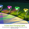 4Pcs Solar Garden Light Outdoor Diamond LED Light 7-Color Changing IP65 Waterproof Pathway Stake Decorative Lamp for Garden Patio Yard Walkway