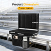 Stadium seats with backrest support, thick seats with cup holders, storage pockets, padded shoulder straps and built-in handles, and step-like design