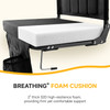 Stadium seats with backrest support, thick seats with cup holders, storage pockets, padded shoulder straps and built-in handles, and step-like design