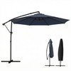 10 ft Offset Patio Umbrella with Cover, Hanging Cantilever Umbrella with 360Â° Rotation, Crank Handle, Tilt, Navy Blue