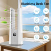 Desk Fan, 13 Inch Portable Bladeless Fan, Small Quiet Table Fan with 60°Oscillating, 9 Speeds & 9H Timer, LED Display, Button Control, Easy to Clean, Personal Desktop Fan for Bedroom, Office
