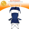 Foldable Beach Canopy Chair Sun Protection Camping Lawn Canopy Chair 330LBS Load Folding Seat w/ Cup Holder For Beach Poolside Travel Picnic