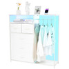 White Wardrobe Dresser with Hanging Rack and LED Lights Small Closet for Bedroom with 5 Drawers