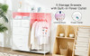 White Wardrobe Dresser with Hanging Rack and LED Lights Small Closet for Bedroom with 5 Drawers