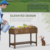Elevated Planter Box Stand Wooden with 8 Slots and Shelf Dark Brown for Garden Space Efficiency