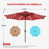 10ft Solar Polyester 32 LED Lighted Patio Umbrella with Tilt Adjustment and UV-Resistant Fabric