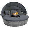 Outdoor PE Wicker Round Daybed with Retractable Canopy and Cushions