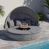 Outdoor PE Wicker Round Daybed with Retractable Canopy and Cushions