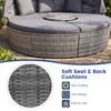 Outdoor PE Wicker Round Daybed with Retractable Canopy and Cushions