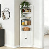 71" Tall Corner Storage Cabinet with 2 Doors, 5-Tier Metal Cabinet with Adjustable Shelves, Freestanding Kitchen Storage for Pantry, Living Room, Bathroom, Laundry Room, Space Saving Furniture, White
