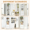 71" Tall Corner Storage Cabinet with 2 Doors, 5-Tier Metal Cabinet with Adjustable Shelves, Freestanding Kitchen Storage for Pantry, Living Room, Bathroom, Laundry Room, Space Saving Furniture, White