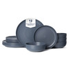 12-Piece Stoneware Dinner Plates Bowls Sets | Microwave & Dishwasher Safe | Non-Toxic Dinner Plates Bowls Set | Stackable Matte Glaze Kitchenware for 4