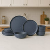 12-Piece Stoneware Dinner Plates Bowls Sets | Microwave & Dishwasher Safe | Non-Toxic Dinner Plates Bowls Set | Stackable Matte Glaze Kitchenware for 4