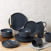 12-Piece Stoneware Dinner Plates Bowls Sets | Microwave & Dishwasher Safe | Non-Toxic Dinner Plates Bowls Set | Stackable Matte Glaze Kitchenware for 4