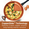 Glide Copper 12.5 Inch Ceramic Nonstick Deep Frying Pan with Helper Handle, Dishwasher Safe, Black