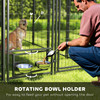 Outdoor Dog Kennel with Rotating Bowl Holders, Walk-in Pet Playpen with Waterproof Cover, 8' x 4' x 6', Red