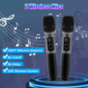 Portable Wireless Party Speaker with LED Light 2 Wireless Mics Remote Control TWS Music Accompany Mic. Priority Bass Echo Mic Treble Guitar In