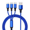 3 In 1 Cables ; Phone Charger Cord A/C To Phone +Type C+Micro Nylon Braided Sync Adapter For Android/Phone/Tablets 120cm/ 3.94ft