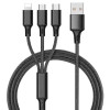 3 In 1 Cables ; Phone Charger Cord A/C To Phone +Type C+Micro Nylon Braided Sync Adapter For Android/Phone/Tablets 120cm/ 3.94ft