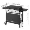 Gas Griddle, 3-Burner Flat Top Grill, Propane Griddle with Wheels, Lid, 3 x 11000 BTU Outdoor Flat Top Grills for Pan-Frying, Grilling, Stir-Frying, & BBQ, Pulse Ignition, Removable Top Design