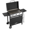 Gas Griddle, 3-Burner Flat Top Grill, Propane Griddle with Wheels, Lid, 3 x 11000 BTU Outdoor Flat Top Grills for Pan-Frying, Grilling, Stir-Frying, & BBQ, Pulse Ignition, Removable Top Design
