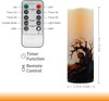 Halloween Flameless LED Candles, Set of 6, Gothic Design with Remote Control, 6 in x 2.15 in, 2AA Battery Operated 400+ Hours, Timer Function, Halloween Decorations in Fall, Indoor/Outdoor Ues.