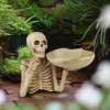 Skull Tray Ornament with Bowl – Unique Skeleton Design for Indoor & Outdoor Decor, Perfect for Halloween, Day of the Dead, or Gothic Themed Rooms, Creative Room Decoration