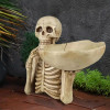 Skull Tray Ornament with Bowl – Unique Skeleton Design for Indoor & Outdoor Decor, Perfect for Halloween, Day of the Dead, or Gothic Themed Rooms, Creative Room Decoration