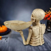 Skull Tray Ornament with Bowl – Unique Skeleton Design for Indoor & Outdoor Decor, Perfect for Halloween, Day of the Dead, or Gothic Themed Rooms, Creative Room Decoration