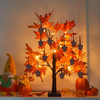 Fall Decorations for Home, Thanksgiving Decorations, 24'/2FT Lighted Fall Maple Leaves Tree with 24 LEDs for Autumn Decor, 12 Wood Acorns Ornaments Battery Powered Timer for Table Indoor