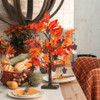 Fall Decorations for Home, Thanksgiving Decorations, 24'/2FT Lighted Fall Maple Leaves Tree with 24 LEDs for Autumn Decor, 12 Wood Acorns Ornaments Battery Powered Timer for Table Indoor