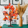 Fall Decorations for Home, Thanksgiving Decorations, 24'/2FT Lighted Fall Maple Leaves Tree with 24 LEDs for Autumn Decor, 12 Wood Acorns Ornaments Battery Powered Timer for Table Indoor