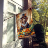 Poodle Thanksgiving House Flag Large Porch Sleeve Pole Decorative Outside Yard Banner Artwork Wall Hanging, Polyester, House Size, Multicolor