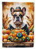 French Bulldog Thanksgiving House Flag Large Porch Sleeve Pole Decorative Outside Yard Banner Artwork Wall Hanging, Polyester, House Size, Multicolor