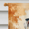 White Boxer Thanksgiving House Flag Large Porch Sleeve Pole Decorative Outside Yard Banner Artwork Wall Hanging, Polyester, House Size, Multicolor