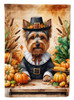 Yorkshire Terrier Thanksgiving House Flag Large Porch Sleeve Pole Decorative Outside Yard Banner Artwork Wall Hanging, Polyester, House Size, Multicolor