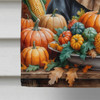Border Collie Thanksgiving House Flag Large Porch Sleeve Pole Decorative Outside Yard Banner Artwork Wall Hanging, Polyester, House Size, Multicolor