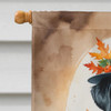 Black Labrador Retriever Thanksgiving House Flag Large Porch Sleeve Pole Decorative Outside Yard Banner Artwork Wall Hanging, Polyester, House Size, Multicolor