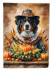 Bernese Mountain Dog Thanksgiving House Flag Large Porch Sleeve Pole Decorative Outside Yard Banner Artwork Wall Hanging, Polyester, House Size, Multicolor