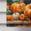 White Poodle Thanksgiving House Flag Large Porch Sleeve Pole Decorative Outside Yard Banner Artwork Wall Hanging, Polyester, House Size, Multicolor