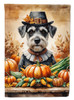 Schnauzer Thanksgiving House Flag Large Porch Sleeve Pole Decorative Outside Yard Banner Artwork Wall Hanging, Polyester, House Size, Multicolor