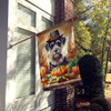 Schnauzer Thanksgiving House Flag Large Porch Sleeve Pole Decorative Outside Yard Banner Artwork Wall Hanging, Polyester, House Size, Multicolor