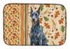 Blue Doberman Pinscher Heirloom Fall Dish Drying Mat Absorbent Dish Drying Mat Pad for Kitchen Counter Dish Drainer Mat for Countertop, 14 x 21", Multicolor