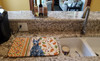 Blue Doberman Pinscher Heirloom Fall Dish Drying Mat Absorbent Dish Drying Mat Pad for Kitchen Counter Dish Drainer Mat for Countertop, 14 x 21", Multicolor