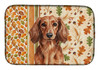 Longhaired Red Dachshund Heirloom Fall Dish Drying Mat Absorbent Dish Drying Mat Pad for Kitchen Counter Dish Drainer Mat for Countertop, 14 x 21", Multicolor