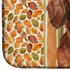 Longhaired Red Dachshund Heirloom Fall Dish Drying Mat Absorbent Dish Drying Mat Pad for Kitchen Counter Dish Drainer Mat for Countertop, 14 x 21", Multicolor