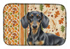 Black and Tan Dachshund Heirloom Fall Dish Drying Mat Absorbent Dish Drying Mat Pad for Kitchen Counter Dish Drainer Mat for Countertop, 14 x 21", Multicolor