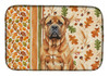 Red Bullmastiff Heirloom Fall Dish Drying Mat Absorbent Dish Drying Mat Pad for Kitchen Counter Dish Drainer Mat for Countertop, 14 x 21", Multicolor