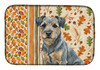 Blue and Tan Border Terrier Heirloom Fall Dish Drying Mat Absorbent Dish Drying Mat Pad for Kitchen Counter Dish Drainer Mat for Countertop, 14 x 21", Multicolor